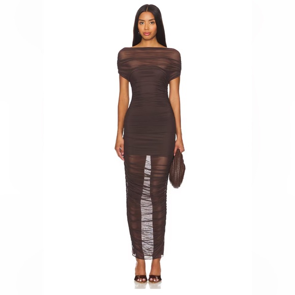 SER.O.YA Dresses & Skirts - SER.O.YA Noel Brown Mesh Dress